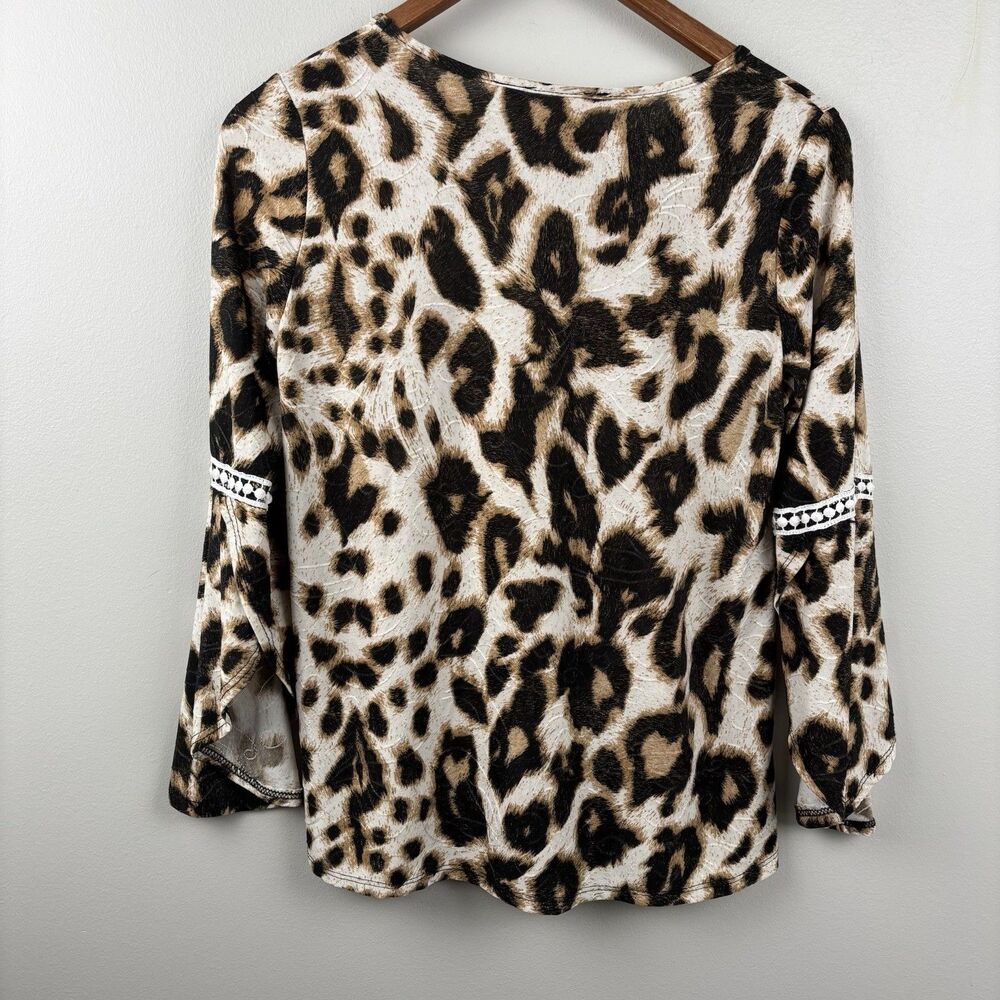 Amana Leopard print Women Small Top Animal Print Flare Long Sleeve Blouse - Picture 8 of 8